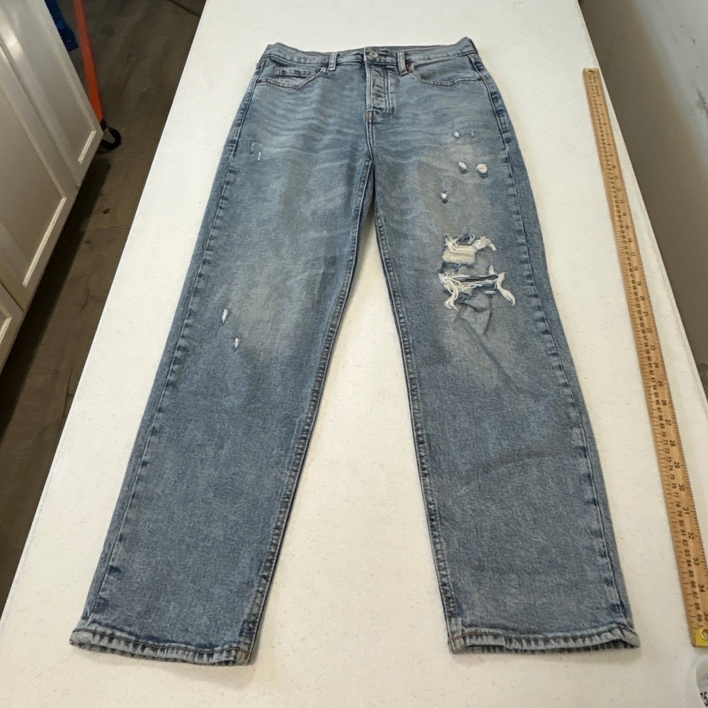 Old Navy Sky-Hi Straight Extra High Rise Distressed Light Wash Jeans Size 6